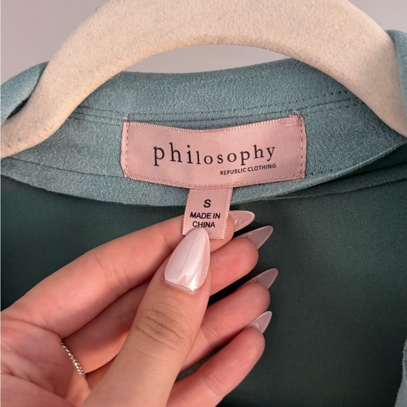 0074. $78 Philosophy Suede "Blazer" - Picture 7 of 9